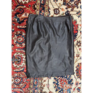 John Patrick Womens Black Genuine Leather Pencil Skirt Size 6 Lined Midi Classic
